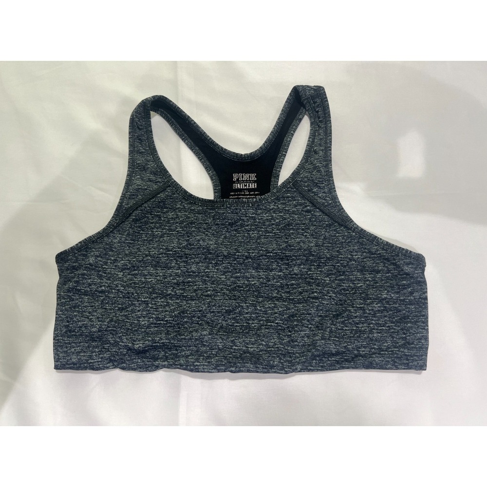 Victorias Secret Pink Ultimate Sports Bra Womens Large Gray Unlined Training Gym